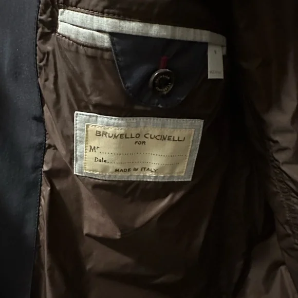 Brunello Cucinelli men’s quilted navy jacket.